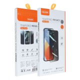 OEM iPhone 14 Pro Max üvegfólia, tempered glass, előlapi, edzett, hajlított, fekete kerettel, betekintés védelemmel, Veason Privacy 6D Pro