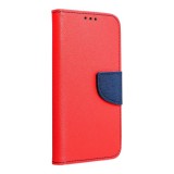 OEM Samsung Galaxy A22 4G könyvtok, fliptok, telefon tok, bankkártyatartós, mágneszáras, piros-sötétkék, Fancy