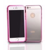 OEM Samsung Galaxy A5 SM-A500 hátlaptok, tükrös, alumínium kerettel, pink