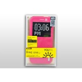 Oldalra nyíló tok HTC One M8 Remax Youth pink
