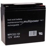 Ólom akku 12V 22Ah (Multipower) típus MP22-12C ciklusálló, ciklikus helyettesíti: 12V 20Ah