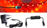 Optonica 1m hosszú 13Wattos, lengő kapcsolós, adapteres piros LED szalag (60db 5050 SMD LED)