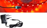 Optonica 2m hosszú 24Wattos, kapcsoló nélküli, adapteres piros LED szalag (120db 5050 SMD LED)