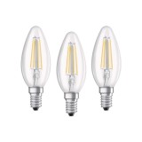 Osram BASE Clas LED fényforrás E14 4W Gyertya meleg fehér filament (3db) (4058075819313) (4058075819313) - LED-es égők