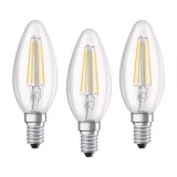 Osram BASE LED fényforrás E14 4W Gyertya hideg fehér üveg (3db) (4058075819719) (4058075819719) - LED-es égők