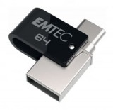 Pen Drive 64GB Emtec T260C Mobile and Go Type-C USB 3.2 fekete (ECMMD64GT263C)