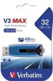 Pendrive, 32GB, USB 3.2, 175/80 MB/s, VERBATIM "V3 MAX", kék-fekete
