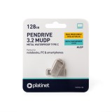 Platinet 128GB Pendrive USB 3.2 + USB-C Fémházas Ezüst