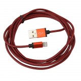 Platinet Braided Lightning - USB kábel 2m piros (123115) (pl123115) - Adatkábel