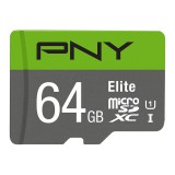 PNY 64GB microSDXC Elite Class 10 UHS-I + adapterrel P-SDUX64U185GW-GE