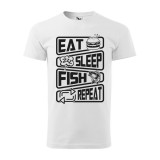 Póló Eat sleep fish repeat mintával - Fehér XXL méretben