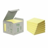 POST-IT Öntapadó jegyzettömb, 76x76 mm, 6x100 lap, környezetbarát, 3M POSTIT, sárga