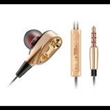 QKZ fülhallgató SZTEREO (3.5mm jack, mikrofon, felvevő gomb, 2 pár fülgumi, mélyhang kiemelő, dupla hangszóró) ROZÉARANY (CK8_G) (CK8_G) - Fülhallgató