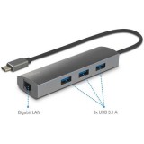 Renkforce 3+1 port USB 3.1 hub Beépített hálózati csatlakozóval, Alumínium házzal Ezüst (RF-3374952-SR) - USB Elosztó