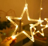 rpr 160 ledes 8 programos ledes fényfüggöny karácsonyi, csillag figurákkal, 3 méter - melegfehér