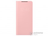 Samsung álló, aktív flip tok Samsung Galaxy S21 Plus (SM-G996) készülékhez, rózsaszín, textil mintás