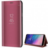 Samsung Galaxy A6 Plus (2018) SM-A605F, Oldalra nyíló tok, hívás mutatóval, Smart View Cover, vörösarany (utángyártott) (RS78698) - Telefontok