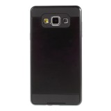 Samsung Galaxy A7 SM-A700F, Műanyag hátlap védőtok, szálcsiszolt mintázat, fekete (RS58676) - Telefontok