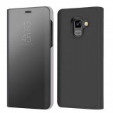 Samsung Galaxy A8 (2018) SM-A530F, Oldalra nyíló tok, hívás mutatóval, Smart View Cover, fekete (utángyártott) (RS74913) - Telefontok