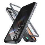 Samsung Galaxy S22 5G SM-S901, Műanyag hátlap védőtok + Tempered Glass (edzett üveg), közepesen ütésálló, SupCase Unicorn Beetle Edge, átlátszó/fekete (111750) - Telefontok