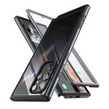Samsung Galaxy S22 Ultra 5G SM-S908, Műanyag hátlap védőtok + Tempered Glass (edzett üveg), közepesen ütésálló, SupCase Unicorn Beetle Edge, átlátszó/fekete (111752) - Telefontok