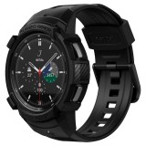 Samsung Galaxy Watch 4 Classic (46mm) SM-R890, Szilikon védőkeret, ütésálló, szíjjal, Spigen Rugged Armor Pro, fekete (112808) - Szíj
