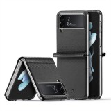 Samsung Galaxy Z Flip4 SM-F721B, Műanyag hátlap védőtok, bőr hátlap, Dux Ducis Bril, fekete (126283) - Telefontok