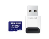 Samsung MD-MD512KB/EU PRO Plus microSDXC, 512 GB, UHS-I U3 memóriakártya kártyaolvasóval