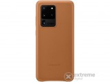 Samsung műanyag, valódi bőr tok Samsung Galaxy S20 Ultra (SM-G988F) készülékhez, barna