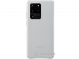 Samsung műanyag, valódi bőr tok Samsung Galaxy S20 Ultra (SM-G988F) készülékhez, világosszürke