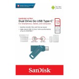 SANDISK ULTRA DUAL DRIVE GO PENDRIVE 128GB USB 3.1 [400MB/s] + Type C Kék
