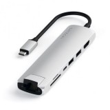 Satechi Type-C Slim Multimedia Adapter +Ethernet ezüst (ST-UCSMA3S) (ST-UCSMA3S) - USB Elosztó