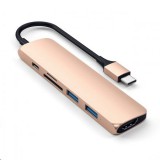 Satechi TYPE-C Slim Multimedia Adapter V2 arany (ST-SCMA2G) (ST-SCMA2G) - USB Elosztó