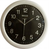 SECCO "Sweep Second" ezüst/fekete 30 cm-es falióra