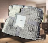 Sendia 150x200 cm Nyomott mintás ágytakaró, vastag polár pléd, fehér sherpa ágytakaró, csíkos világos Szürke polár