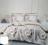 Sendia 3 részes ágyneműhuzat garnitúra, ágyneműhuzat szett, pamut ágynemű, Szürke virágos ágynemű
