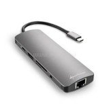 Sharkoon Notebook Dokkoló - USB-C Docking Station (USB-C bemenet, HDMI/3xUSB3.0/RJ-45/3.5 mm Jack/Kártyaolvasó) (4044951026739)