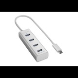 Sharkoon USB 3.0 aluminium Hub Type C ezüst (4044951019007) (4044951019007) - USB Elosztó