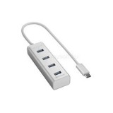 Sharkoon USB Hub - Aluminium Hub Type C (Ezüst; 4port; USB3.0; TypeC bemenet) (4044951019007)