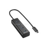 Sharkoon USB Hub - Aluminium Hub Type C (Fekete; 4port; USB3.0; TypeC bemenet) (4044951019014)