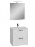 Siko Vitra Mia fehér fürdőszobaszekrény 59cmx39,5cm, mosdóval,tükörrel,lámpával, középen csaplyukkal