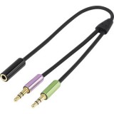 SpeaKa Professional Jack Audio Y adapter [2x Jack dugó, 3,5 mm-es - 1x Jack alj, 3,5 mm-es] Fekete (SP-7870576) - Audió kábel