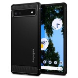 Spigen Rugged Armor Google Pixel 6a Matte Black Fekete Szilikon mobiltelefon tok