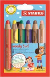 STABILO "Woody 3 in 1" vastag kerek 6 különböző színű színes ceruza készlet