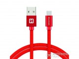 Swissten USB - USB-C adat- és töltőkábel, piros, 1,2m