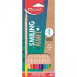 Színes ceruza készlet, háromszögletű, FSC, MAPED "Smiling Planet", 12 különböző szín [12 db]