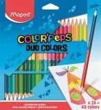 Színes ceruza készlet, háromszögletű, kétvégű, MAPED Color&#039;Peps Duo, 48 különböző szín (IMA829602)