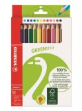 Színes ceruza készlet, háromszögletű, vastag, STABILO GreenTrio, 12 különböző szín (TST620312)