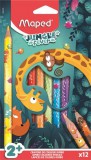 Színes ceruza készlet, vastag, MAPED Jungle Fever, 12 különböző szín (IMA863700)