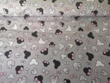 Szürke alapon Rózsaszín egérfej mintás Pamutvászon textil - 160 x 25 cm